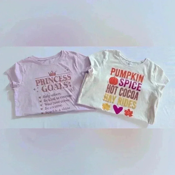 The Children's Place Girls Pumkin Spice Graphic tee & Princess Goals Tee (596) - Picture 12 of 15